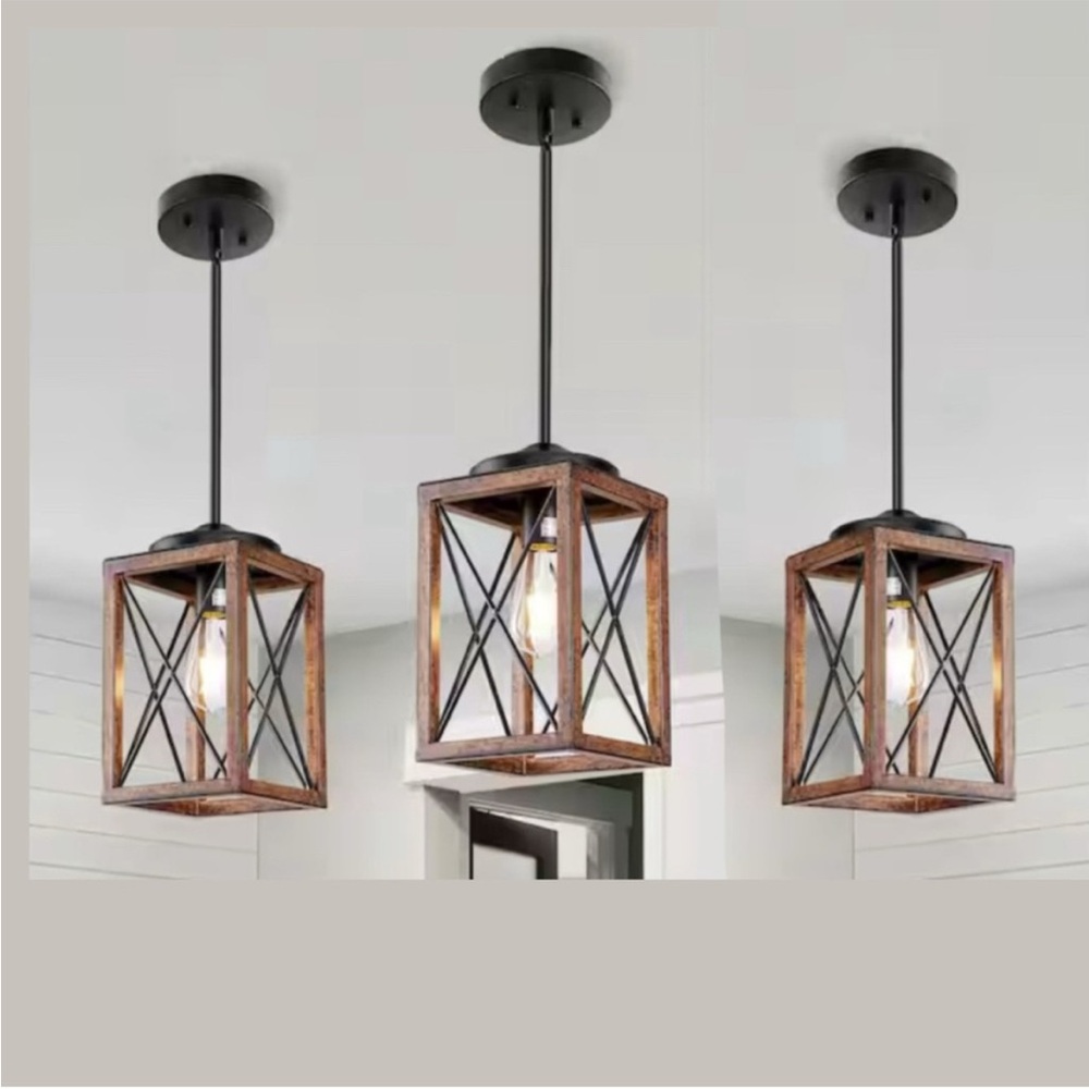 3-PC Rustic Pendant Lights NIB